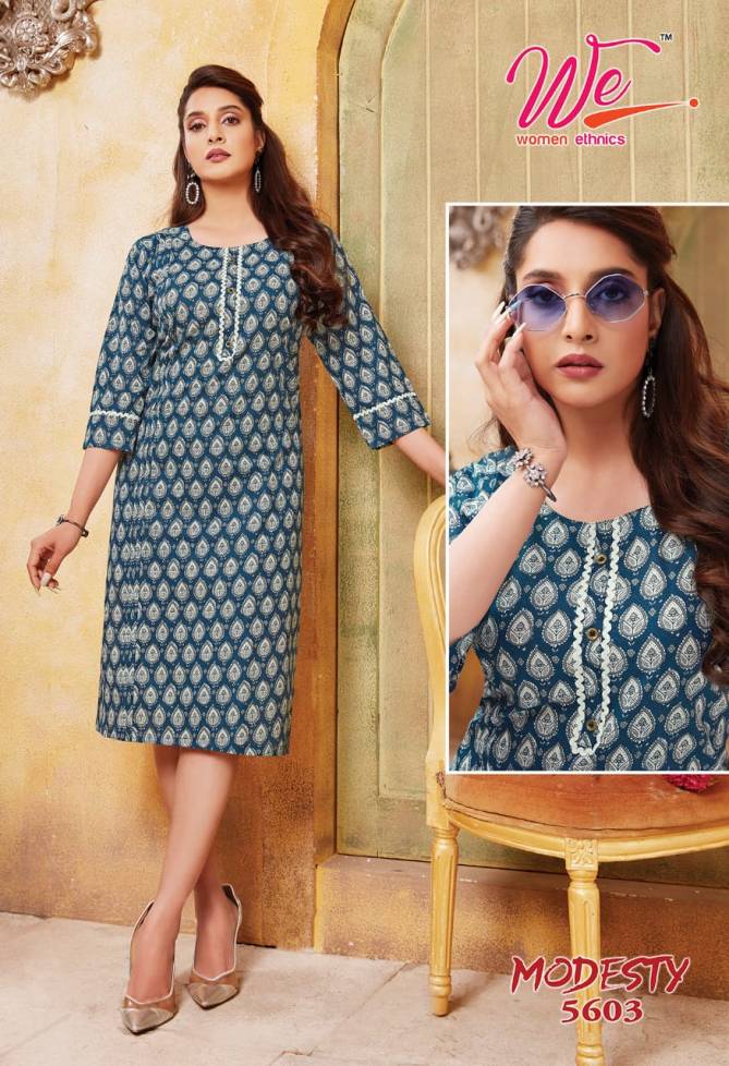 We Modesty Fancy Ethnic Wear Pure Cotton Printed Designer Kurti Collection